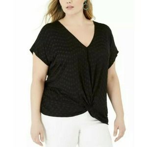 INC Sz 1X Eyelet Twist Top Black NWT